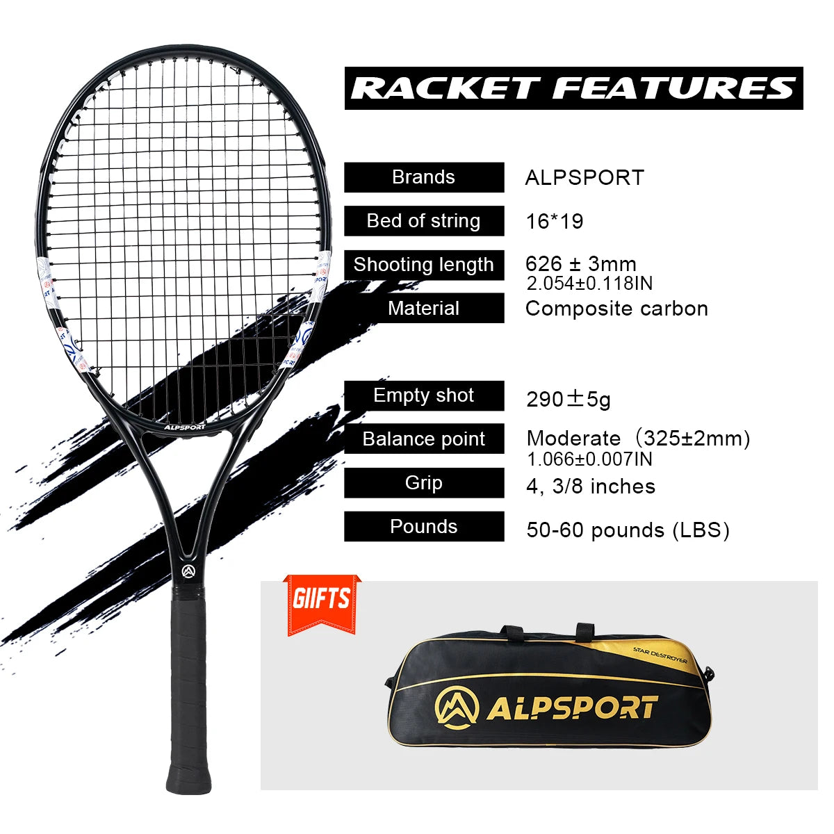 Carbon Precision Tennis Racquet (T800 18K)